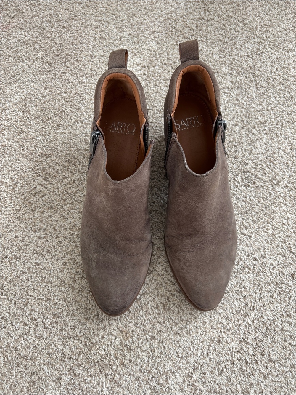 SARTO By Franco Sarto Women’s Taupe Brown Suede Ankle Boots